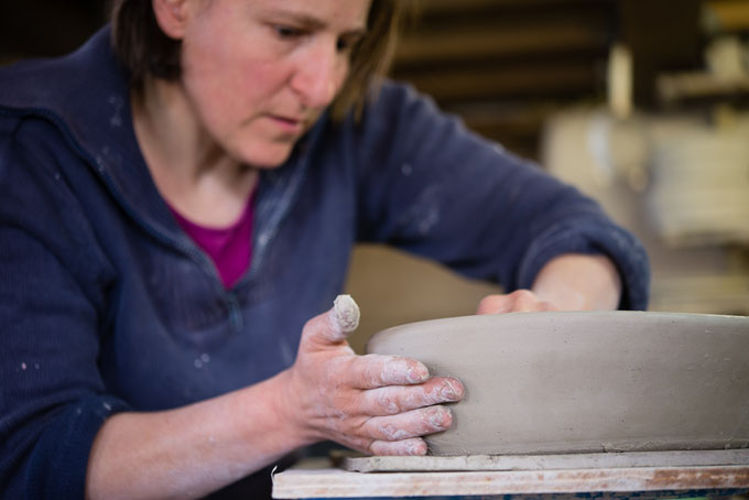 Nic Collins and Sabine Nemet in their pottery 2016